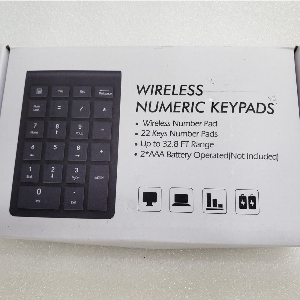 Wireless Numeric Keypad 22-Key Numpad (Model: RF22 / Black)
